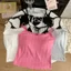 NICOLOO Ren Viền Camisole, Áo thon gọn không tay, Đồ lót ngọt ngào có đệm cốc treo áo Vest cho nữ