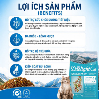 Hạt Cho Mèo DUOLIGHT CAT PURE Mix 9 Topping Sấy Lạnh Dinh Dưỡng Cao Cấp (Túi 1kg)