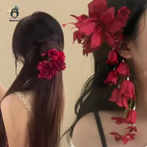 Màu Đỏ Lily Of The Valley Lily sels Kẹp Tóc Cánh Hoa Dubill Hairgrip Mô Phỏng Hoa Bé Gái Nữ Mũ Đội Đầu Phụ Kiện Mới