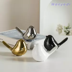 WANYEDI Điêu khắc chim, Kệ sách hiện đại Tượng gốm chim, Art Deco Đen Trắng Phong cách Bắc Âu Tượng động vật Đồ trang trí Trang trí văn phòng