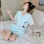 Đồ Ngủ Có Đệm Ngực Quần Short Ngắn Tay Cotton Đám Mây Ngọt Ngào Đáng Yêu Mùa Hè Cho Nữ Mặc Ở Nhà