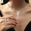 < YEI > 2 Cái Đơn Giản Hình Học Zircon Nelace Bộ Bông Tai Dành Cho Nữ Cưới Cô Dâu Bộ Trang Sức Phụ Kiện Quà Tặng Mới