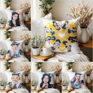 Kpop Hearts2Hearts 《 Lemon Tang 》 Vỏ gối in một mặt, Trang trí ghế Sofa phòng khách Giáng sinh (Không có lõi)