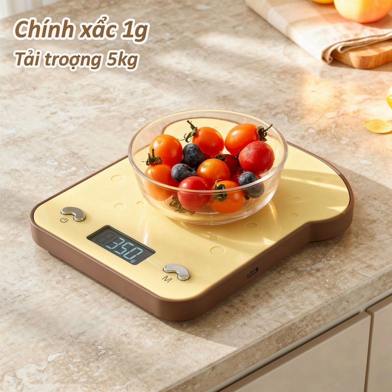 Cân Điện Tử Nhà Bếp Màn Hình LCD Độ Chính Xác Cao Trừ Bì Đổi Đơn Vị Cân Thực Phẩm