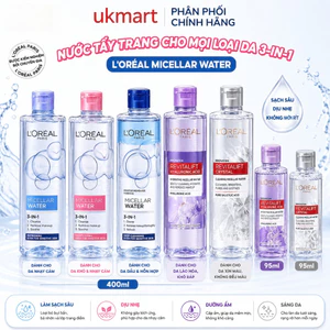 Nước Tẩy Trang L'Oreal Paris Cho Mọi Loại Da 3-in-1 Loreal Micellar Water Da Dầu Da Nhạy Cảm Da Khô