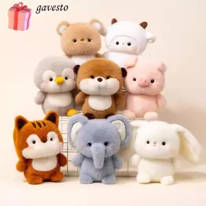 Búp bê đồng hành sang trọng GAVESTO, Gối động vật nhồi bông gấu voi, Thời trang 16cm Đồ chơi sang trọng động vật sang trọng siêu mềm khi ngủ