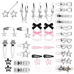 Exhila 1 Bộ Theo Chủ Đề Viền Dây Nơ Ngôi Sao Kẹp Tóc Edgy Trang Trí Tóc Barrette Cho Người Yêu Thời Trang