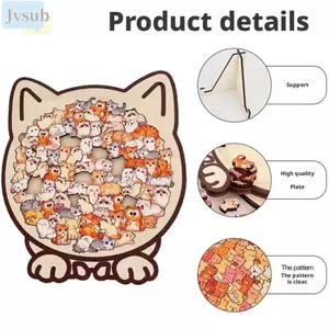 JVSUB Giảm Căng Thẳng Ghép Hình, Động Vật Chó Mèo Chủ Đề Gấu Đồ Chơi Giáo Dục Vui Nhộn Đồ Chơi Xếp Hình Bằng Gỗ Đồ Chơi, Hoạt Hình Chó Con Trang Trí Nhà