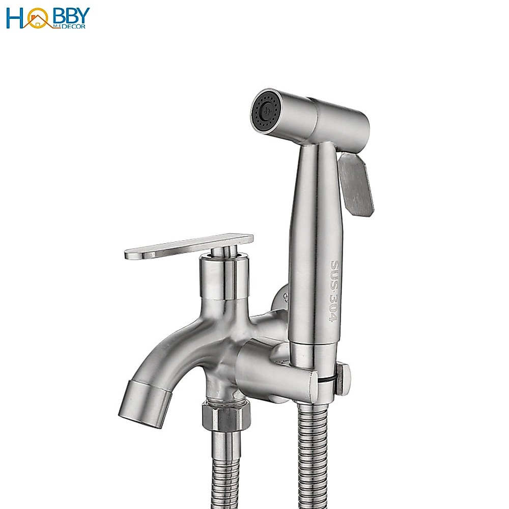 Bộ củ sen và vòi xịt rửa đa năng inox 304 Hobby home decor GXT dây 1.5m