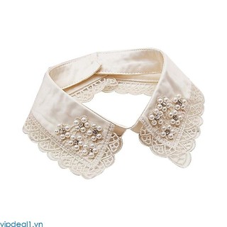 Vipdeal1 Cổ Áo Sơ Mi Ren Đính Ngọc Trai Giả Có Thể Tháo Rời Trang Trí Cho Nữ