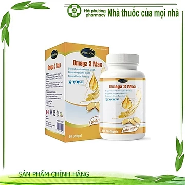 Viên uống hỗ trợ tim mạch và não Vitagold Omega 3 Max hỗ trợ chống oxy hóa, giảm nguy cơ xơ vữa động mạch hộp 30 viên