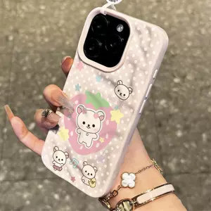 Ốp lưng ba con gấu trắng dâu tây chấm bi phù hợp với iPhone17promax 16/15/14/13/12