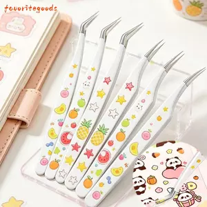 Nhíp thủ công FAVORITEGOODS, Nhíp dán chống trượt được xử lý nhiệt, Đầu cong bằng thép không gỉ Họa tiết dễ thương Nhíp chính xác Scrapbooking