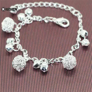 KUZHEN Mới Mạ Bạc Vòng Tay Thời Trang Chuông Quyến Rũ Hạt Mặt Dây Chuyền Vòng Tay Cho Nữ Bé Gái Trang Sức Quà Tặng HOT
