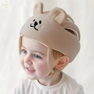 AWNGD Đệm Đầu Đệm Ốp Lưng Bonnet, Không Ốp Lưng Hoạt Hình Trẻ Em Mũ Bảo Hiểm, Lưới Dễ Thương Thoáng Khí Chống Rơi Cho Bé Bảo Vệ Đầu Cho Bò Đi Bộ Chạy