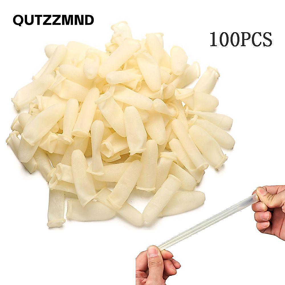 QUTZZMND 100 CÁI Nắp Ngón Tay Có Thể Tái Sử Dụng Cao Su Tự Nhiên Móng Tay Nghệ Thuật Dụng Cụ Bảo Vệ Găng Tay