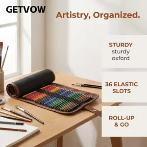 GETVOW 36 Lỗ Bút Chì Cuộn Túi, Khe Chia Độc Lập Vải Bọc Bút Chì, Di Động Có Thể Gập Lại Vải Nghệ Thuật Đựng Bút Chì Đồ Dùng Phòng Thu Tidying
