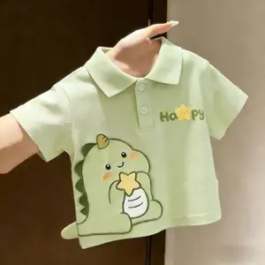 Mùa hè Phong cách mới (90-140) Áo sơ mi polo khủng long ba chiều dễ thương thời trang
