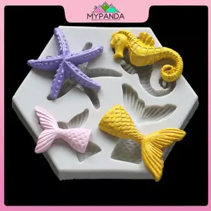 MYPANDA Nàng Tiên Cá Sao Biển Hình Cá Ngựa Silicone Fondant Bánh Trang Trí Khuôn Nhựa.