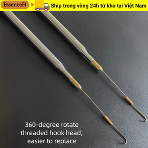 ESSENCEH Móc cá dài, Móc Eel cực có ren, Tay cầm bằng thép không gỉ 1,2m / 1,6m Xoay 360 độ Ricefield Eel Hook
