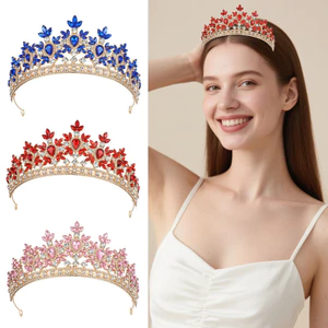 Nữ Hoàng Sang Trọng Full Kim Cương Lớn Vương Miện Cô Dâu Cưới Cưới Mũ Studio Prom Phụ Kiện Tóc Vương Miện Baroque