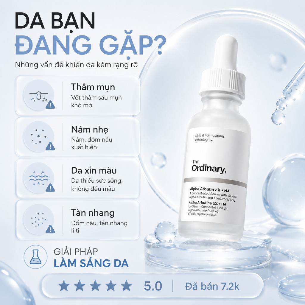 Serum The Ordinary Alpha Arbutin 2% + HA 30ml Mờ Thâm Nám Dưỡng Sáng Da Chính Hãng