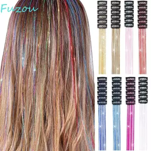 FUJIOU 6 Cái Thiếc Tóc, Dụng Cụ Bện Tóc Lấp Lánh Thiếc Phần Mở Rộng Tóc, Cổ Tích Dài Dazzles Kẹp Sáng Bóng Tóc Nữ
