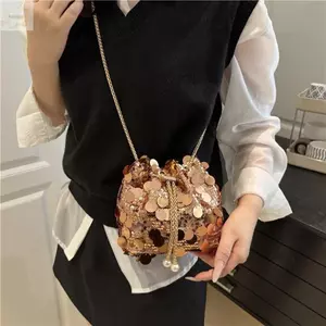 Túi tiệc dạ hội AWNGD, Túi đeo vai Sequin lấp lánh lấp lánh lấp lánh sáng bóng, Dây chuyền kim loại sang trọng nhẹ Túi đeo chéo dung tích lớn Sử dụng đa năng