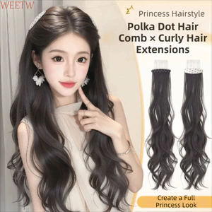 WEETW 2 Chiếc Tóc Giả Đuôi Ngựa Phong Cách Công Chúa, Phần Mở Rộng Tóc Có Lược Chải Tóc Chấm Bi Đuôi Ngựa Đuôi Ngựa, Chịu Nhiệt Tự Nhiên Lông Tơ Giả Sóng Dài Lớp Đuôi Ngựa Cho Nữ