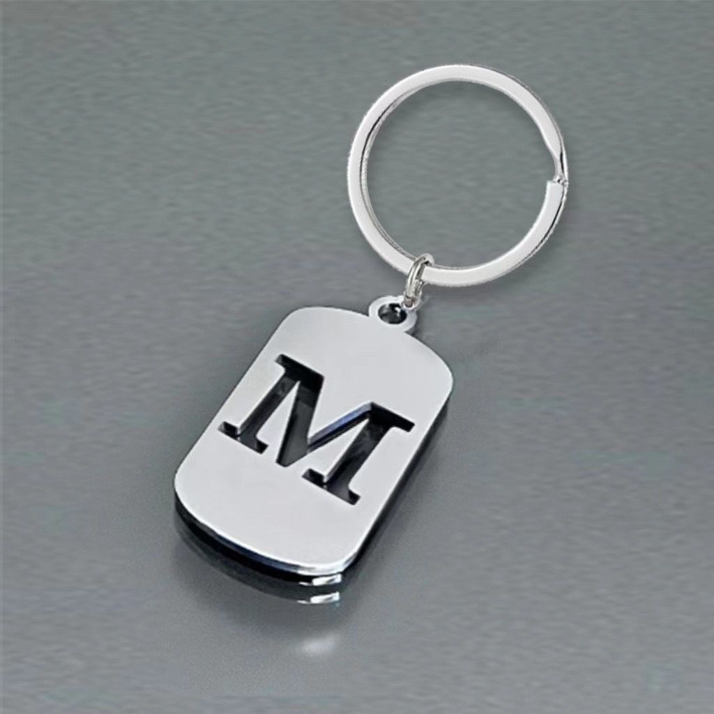DIY 26 Chữ Móc Khóa Chữ Rỗng Móc Khóa Inox Đơn Giản Và Cá Tính Mặt Dây Chuyền Trang Trí