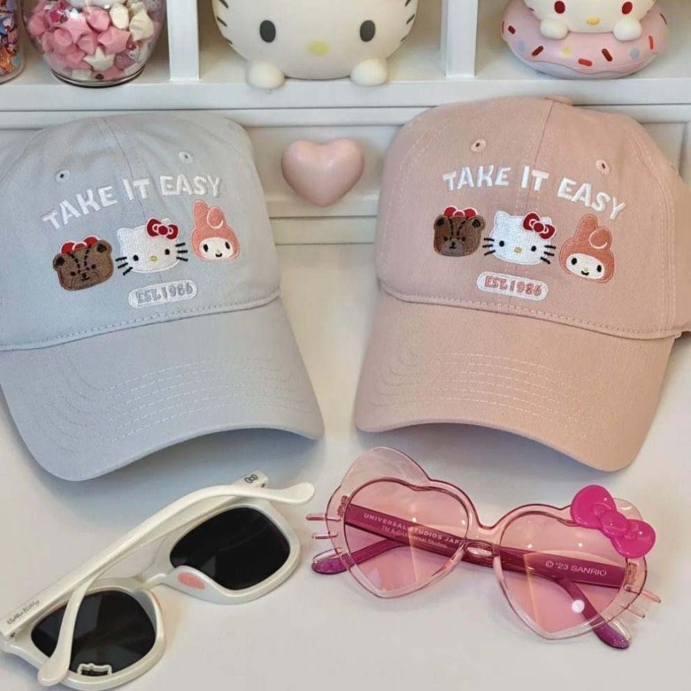 Mũ bóng chày phong cách Hàn Quốc họa tiết mèo Kitty chống nắng, phù hợp dùng ngoài trời