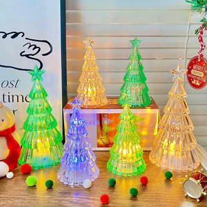Trang trí Giáng sinh Cây thông Noel phát sáng Đèn ngủ pha lê Trang trí máy tính để bàn