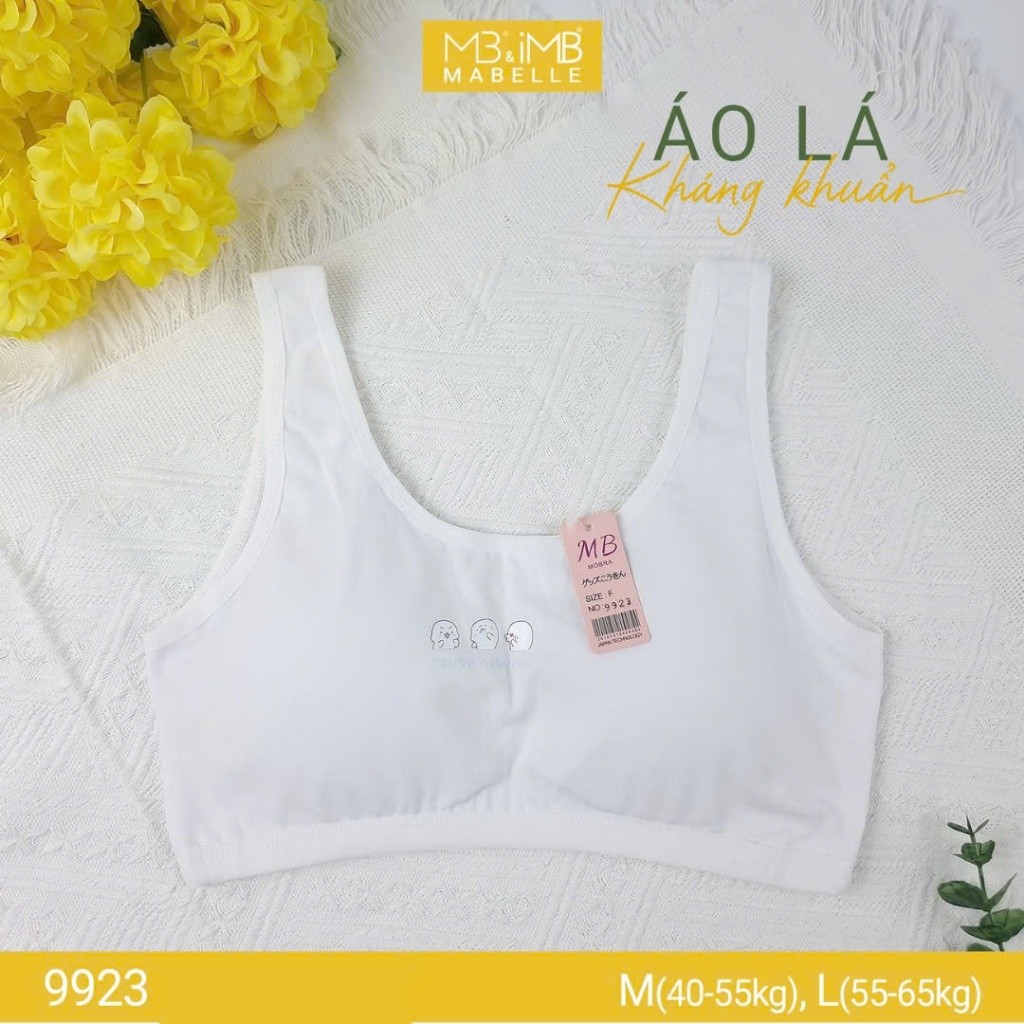 Áo lá học sinh cotton MB 9923 mút mỏng, lưng lưới, không gọng, co giãn 4 chiều, mềm mại