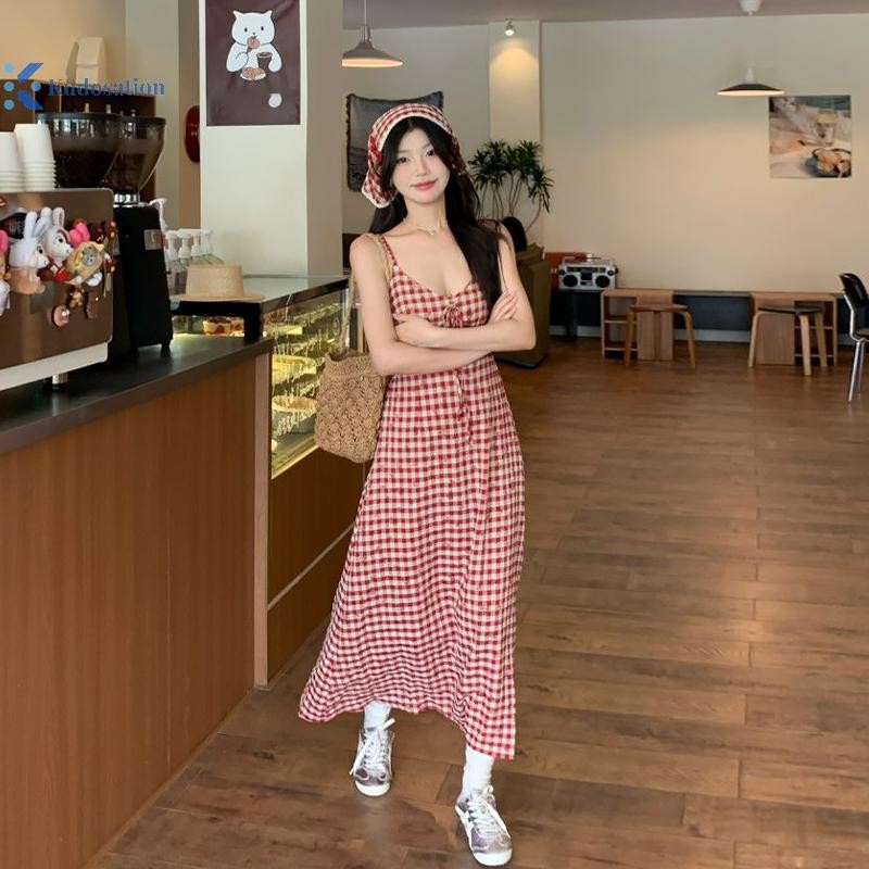 Kudosation Ngọt Ngào Thời Trang Kẻ Sọc Lưng Đầm Gợi Cảm Dây Rời Mùa Hè Boho Ngày Lễ Nữ Đầm Maxi