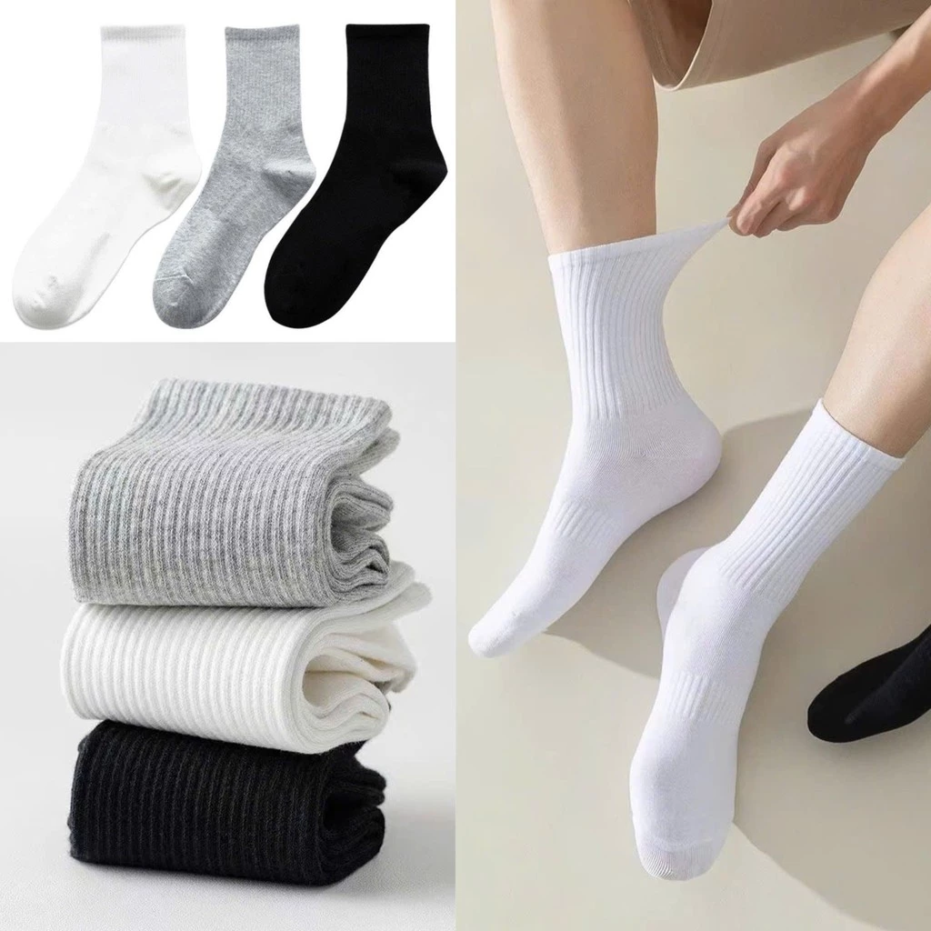 Combo 10 Đôi Tất Nam Nữ Cổ Cao Đến Bắp Chân, Vớ Contton Thoáng Khí Kháng Khuẩn Giay zep Store