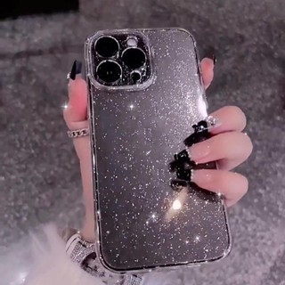 Ốp Điện Thoại Ins Hàn Quốc Bling Cho IPhone 16 12 15 14 13 11 Pro Xs Max XR X 7 8 Plus HD Trong Suốt Sang Trọng Vỏ Lấp Lánh Siêu Mỏng Ốp Lưng TPU Mềm Ốp Lưng Bảo Vệ Chống Sốc