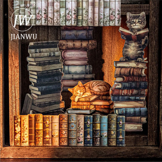 JIANWU Sách Triển Lãm Phòng Series Sách Vintage Phong Cảnh Chất Liệu Cắt Dán Sổ Lưu Niệm Nhãn Dán Sáng Tạo DIY Tạp Chí Văn Phòng Phẩm