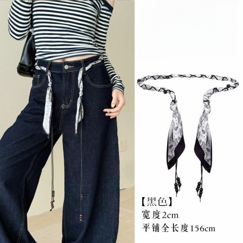 Khăn Lụa Đỏ Mỏng, Phù Hợp Với Quần Jean Và Váy Nữ Retro