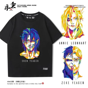 Tấn Công Titan Eren Jaeger Anime Hàng Hóa Cotton Nguyên Chất Lỏng Lẻo Lắp Nam Nữ Tay Ngắn Áo Cặp Đôi Trang Phục