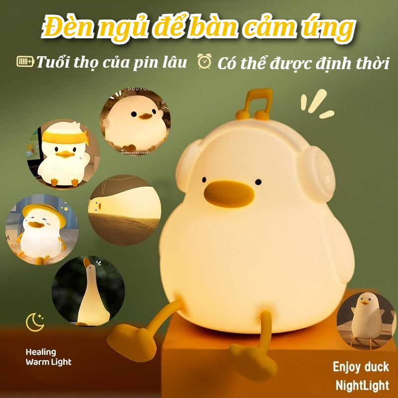 Đèn ngủ con vịt cảm ứng,Đèn Ngủ Cảm ứng Hình Thú Silicon,đèn để bàn đèn trang trí
