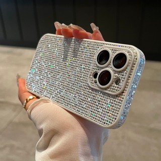 Phim Bảo Vệ Ống Kính Lấp Lánh Kim Cương Sequin Ốp Lưng Điện Thoại iPhone 16Promax 16Pro 12 13 14 15 Pro Max 11 Chống Sốc Acrylic Nữ Điện Thoại Di Động