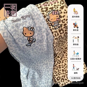 Bộ Đồ Ngủ Ba Mảnh Nữ Mùa Hè Với Họa Tiết Da Báo và Hello Kitty