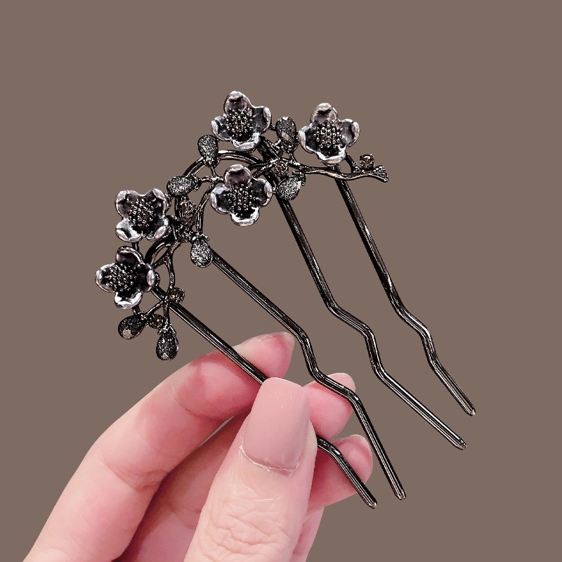 Kẹp tóc hình chữ U tinh tế, cảm giác cao cấp, phong cách quốc gia - Mẫu hoa thời trang