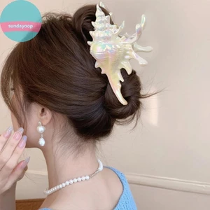 SUND 1 Chiếc Vuốt Tóc Thanh Lịch Kẹp Sáng Tạo Conch Kẹp Tóc Nhiều Màu Sắc Quà Tặng Cho Mùa Hè Đi Biển Mũ Phụ Kiện Tóc VN