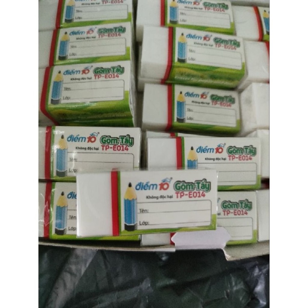 Gôm tẩy chì điểm 10 TP-E014 - 2 viên chất lượng cao, lý tưởng cho học sinh và nghệ sĩ.