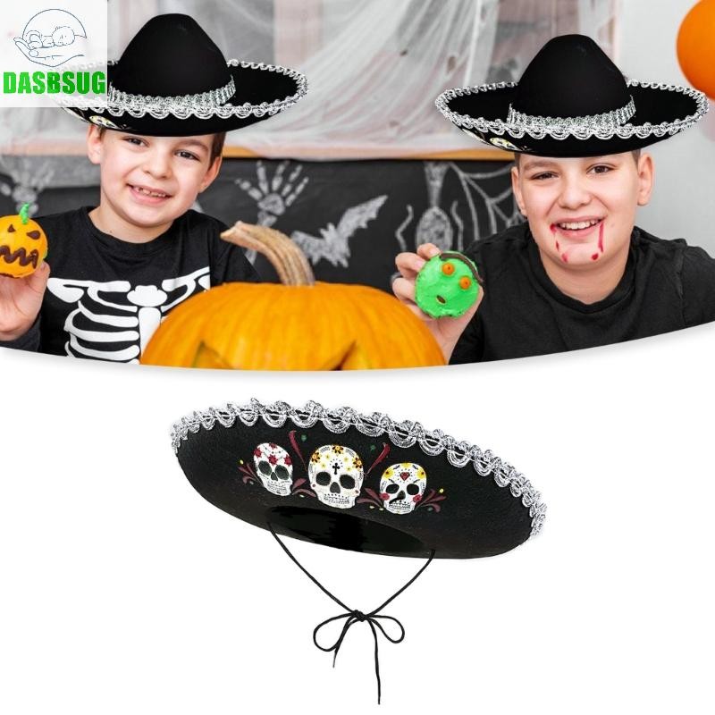 DASBSUG Mũ Mexico sành điệu dành cho trẻ em có họa tiết đầu lâu Dia De Muertos Mũ dành cho kỳ nghỉ gia đình và ngoài trời