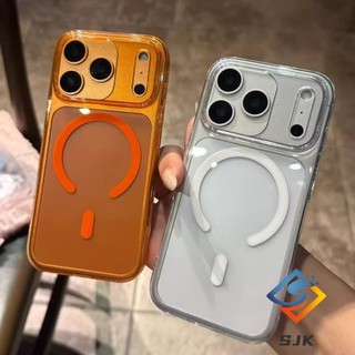 Ốp Điện Thoại Từ Tính Trong Suốt Màu Cam Vũ Trụ Cho IPhone 17 Pro Max 17Air 12 13 14 15 16 Pro Max Vỏ Pc Siêu Mỏng Vỏ Chống Sốc