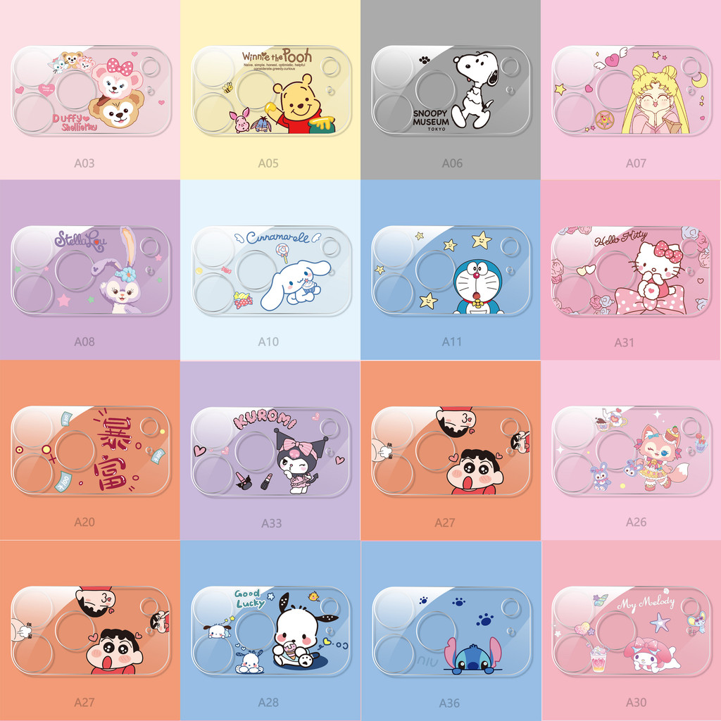 Dành Cho iPhone 17 / 17 Pro / 17 Pro Max / 16 Pro Max Phim Hoạt Hình Dễ Thương Kính Cường Lực Camera Phim Bảo Vệ Hello Kitty Kuromi Cinnamoroll Doremon Điện Thoại Bảo Vệ Camera
