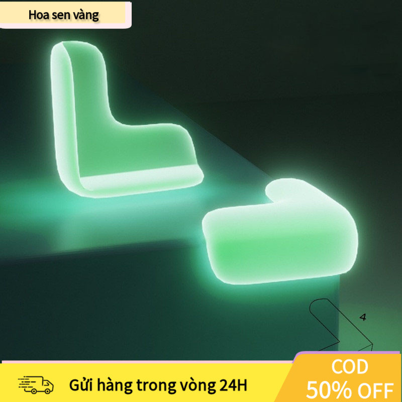 【24H】Combo 4 Cái Bọc Góc Cạnh Bàn Silicon Dạ Quang Phát Sáng, Nhựa PVC Mềm Nhẹ, Dán Bảo Vệ Chống Va Đập, An Toàn Cho