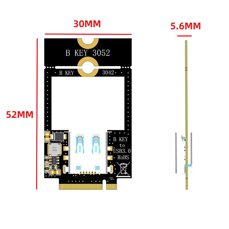 JMT M.2 B Key WWAN 4G Khe cắm thẻ mạng sang USB 3.0 / Type C / Thẻ chuyển đổi giao diện TF kép cho M.2 B Key 3042 3052